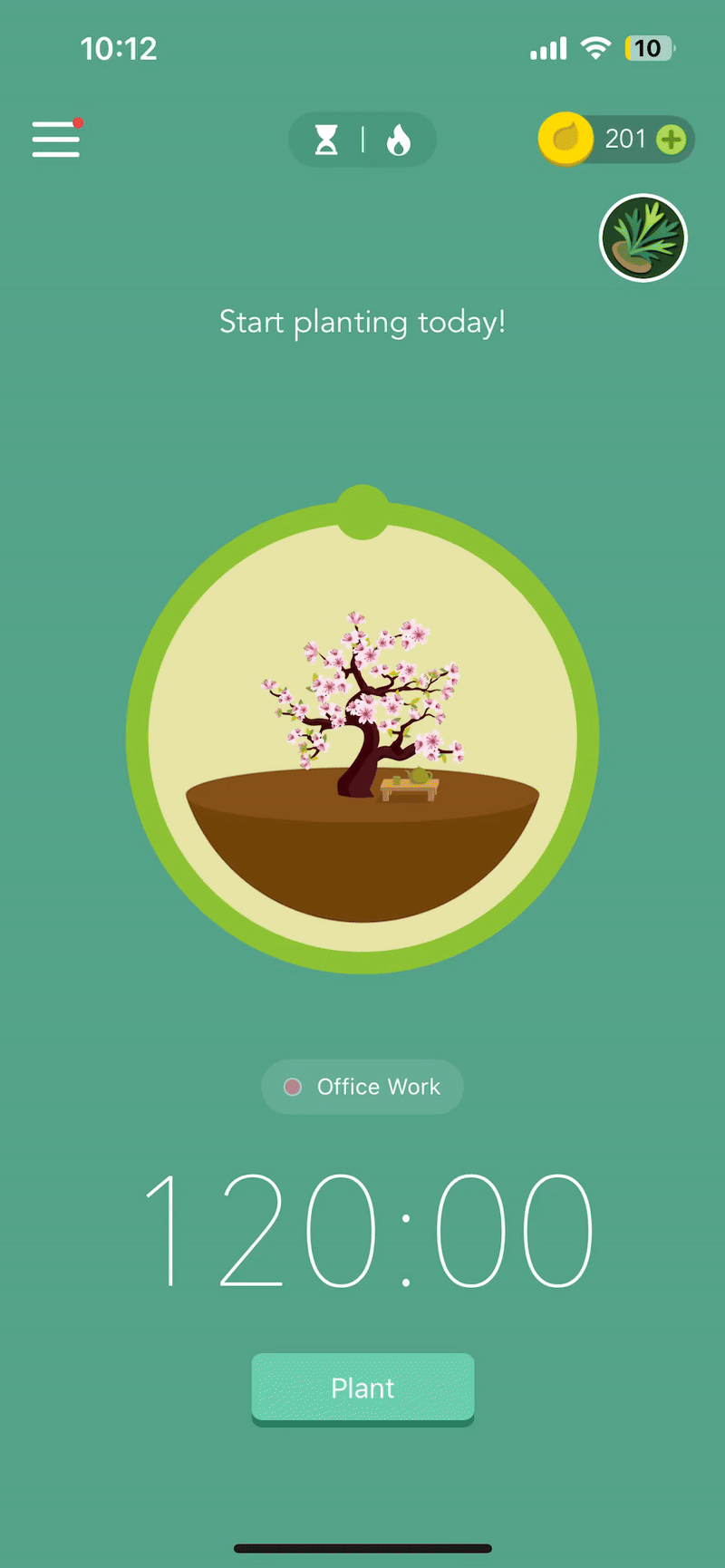 Gif that shows timer mode of the Forest App