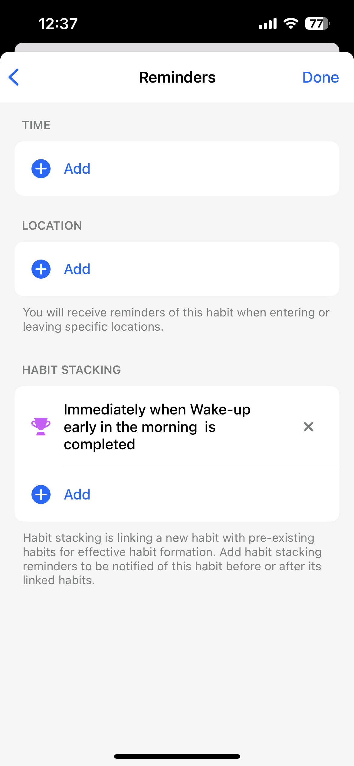 Habitify Habit Stacking